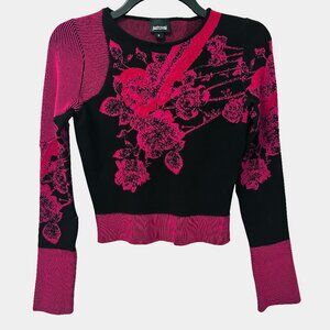 LIKE NEW Just Cavalli Cropped jacquard-knit sweater